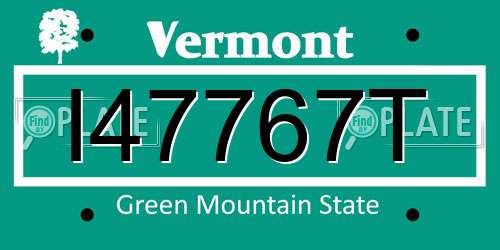 I47767T Vermont License Plate