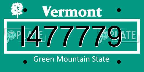 I477779 Vermont License Plate