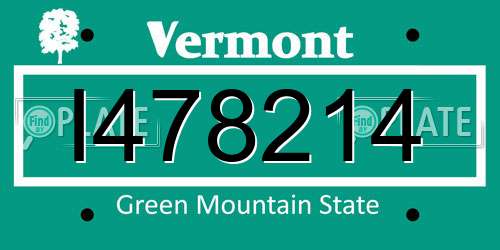 I478214 Vermont License Plate