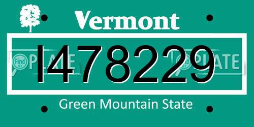 I478229 Vermont License Plate