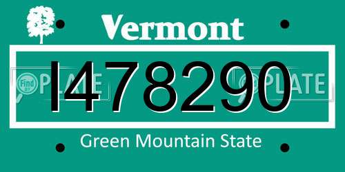 I478290 Vermont License Plate