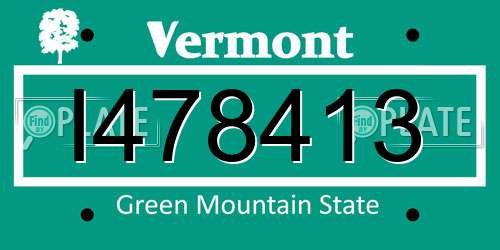 I478413 Vermont License Plate
