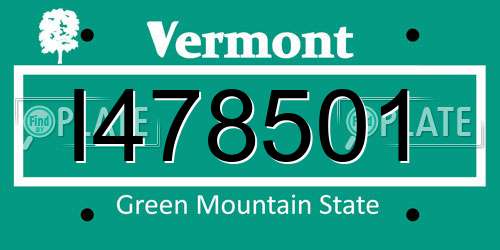 I478501 Vermont License Plate