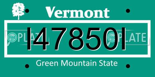 I47850I Vermont License Plate