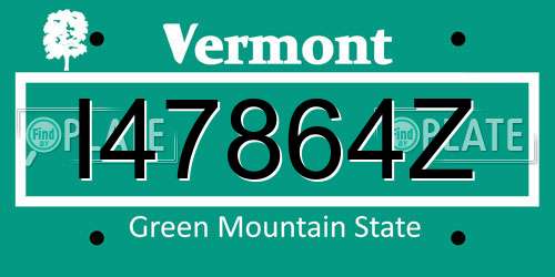 I47864Z Vermont License Plate