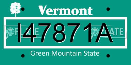 I47871A Vermont License Plate