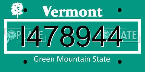 I478944 Vermont License Plate