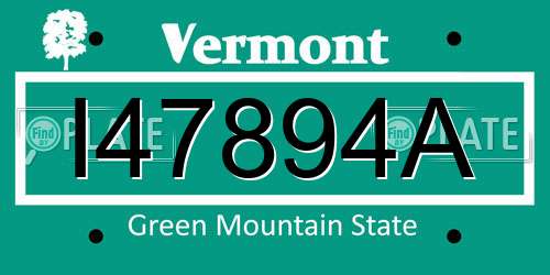 I47894A Vermont License Plate