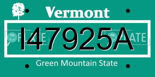 I47925A Vermont License Plate