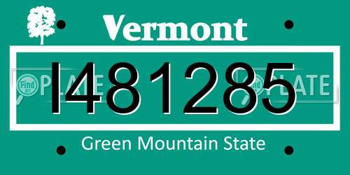 I481285 Vermont License Plate