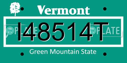 I48514T Vermont License Plate