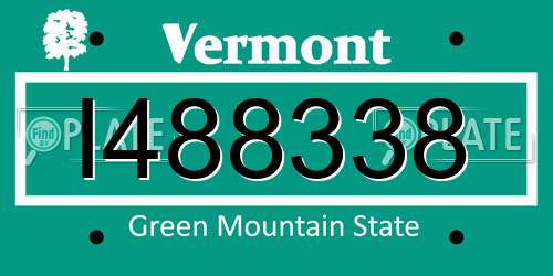 I488338 Vermont License Plate