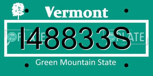 I48833S Vermont License Plate