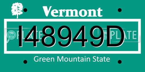 I48949D Vermont License Plate