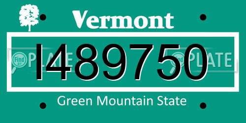 I489750 Vermont License Plate
