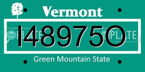 I48975O Vermont License Plate