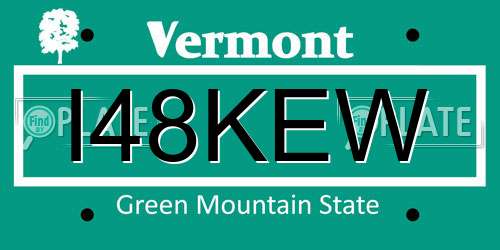 I48KEW Vermont License Plate