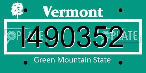 I490352 Vermont License Plate
