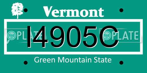 I4905C Vermont License Plate