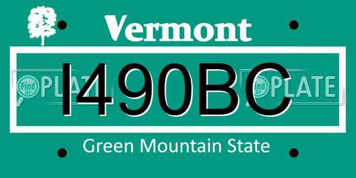 I490BC Vermont License Plate