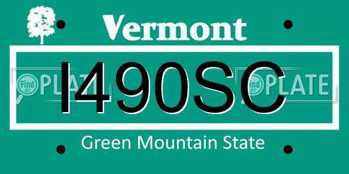 I490SC Vermont License Plate