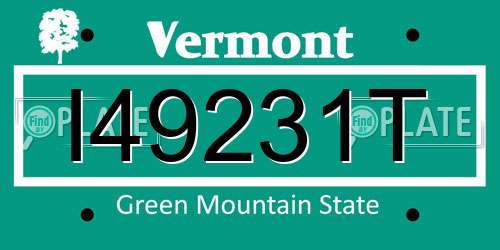 I49231T Vermont License Plate