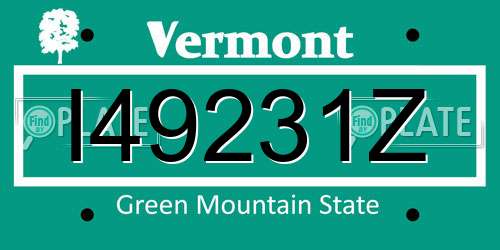 I49231Z Vermont License Plate