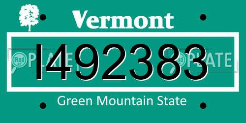 I492383 Vermont License Plate