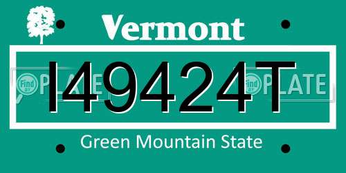 I49424T Vermont License Plate