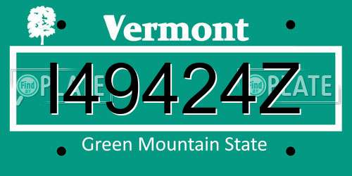 I49424Z Vermont License Plate