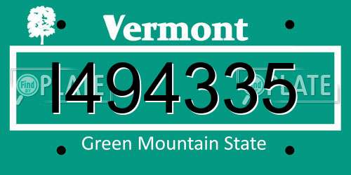 I494335 Vermont License Plate