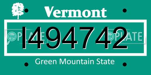 I494742 Vermont License Plate