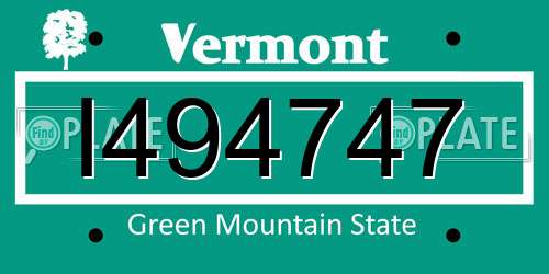 I494747 Vermont License Plate