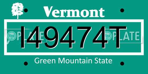 I49474T Vermont License Plate