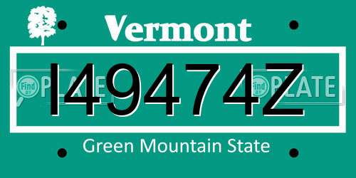 I49474Z Vermont License Plate