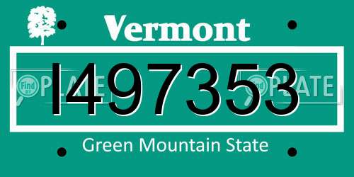 I497353 Vermont License Plate