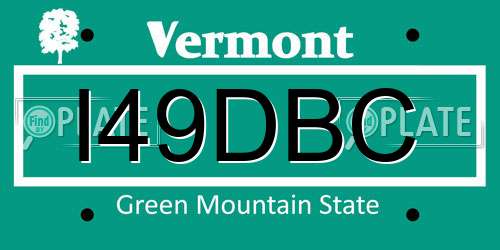 I49DBC Vermont License Plate