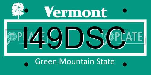 I49DSC Vermont License Plate