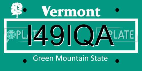 I49IQA Vermont License Plate