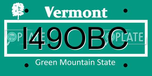 I49OBC Vermont License Plate