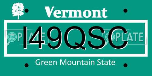 I49QSC Vermont License Plate