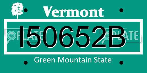 I50652B Vermont License Plate