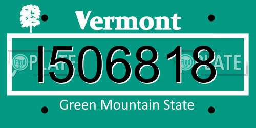 I506818 Vermont License Plate