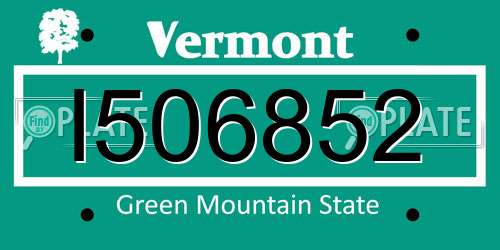 I506852 Vermont License Plate