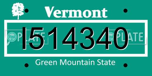 I514340 Vermont License Plate