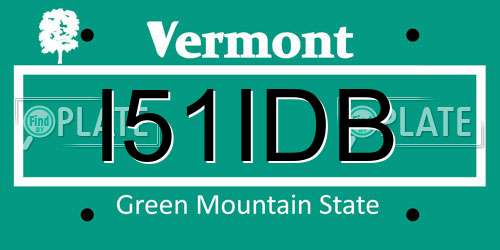 I51IDB Vermont License Plate