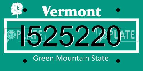 I525220 Vermont License Plate