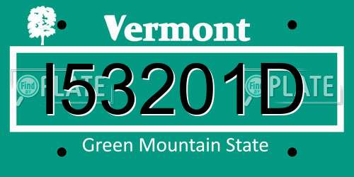 I53201D Vermont License Plate