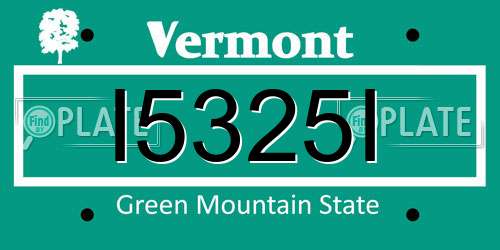 I5325I Vermont License Plate