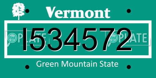 I534572 Vermont License Plate